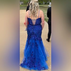 Blue prom dress   Size 18….Beautiful!  Pictures doesn’t do justice!!!!